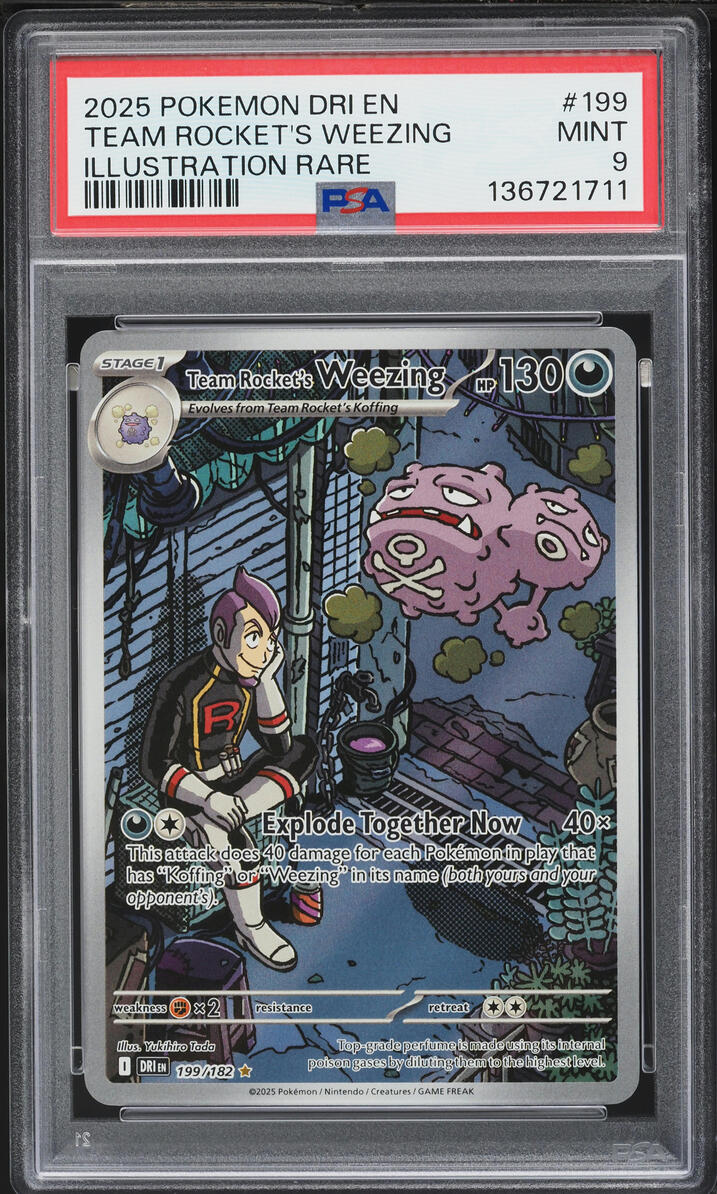 2025 Pokemon Scarlet & Violet Destined Rivals IR Team Rocket's Weezing #199 PSA 9 MINT