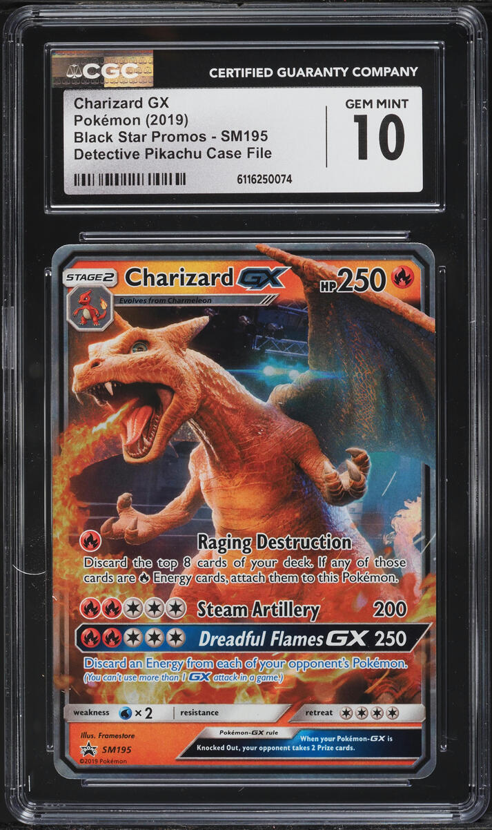 2019 Pokemon Sun & Moon Promo Detective Case File Pikachu Charizard GX #SM195 CGC 10 GEM MINT