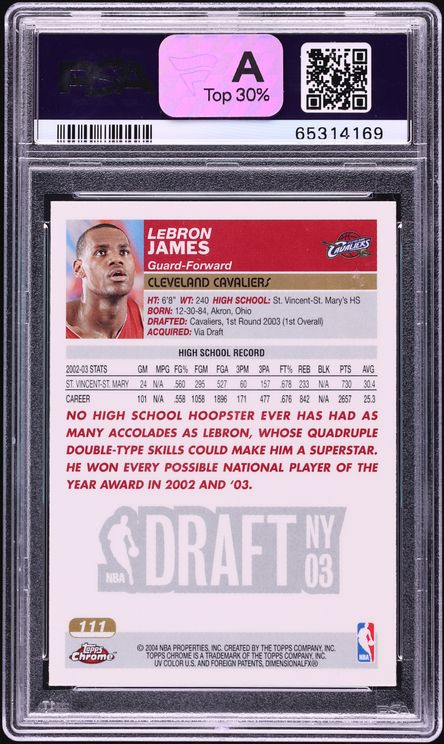 2003 Topps Chrome LeBron James ROOKIE #111 PSA 10 GEM MINT