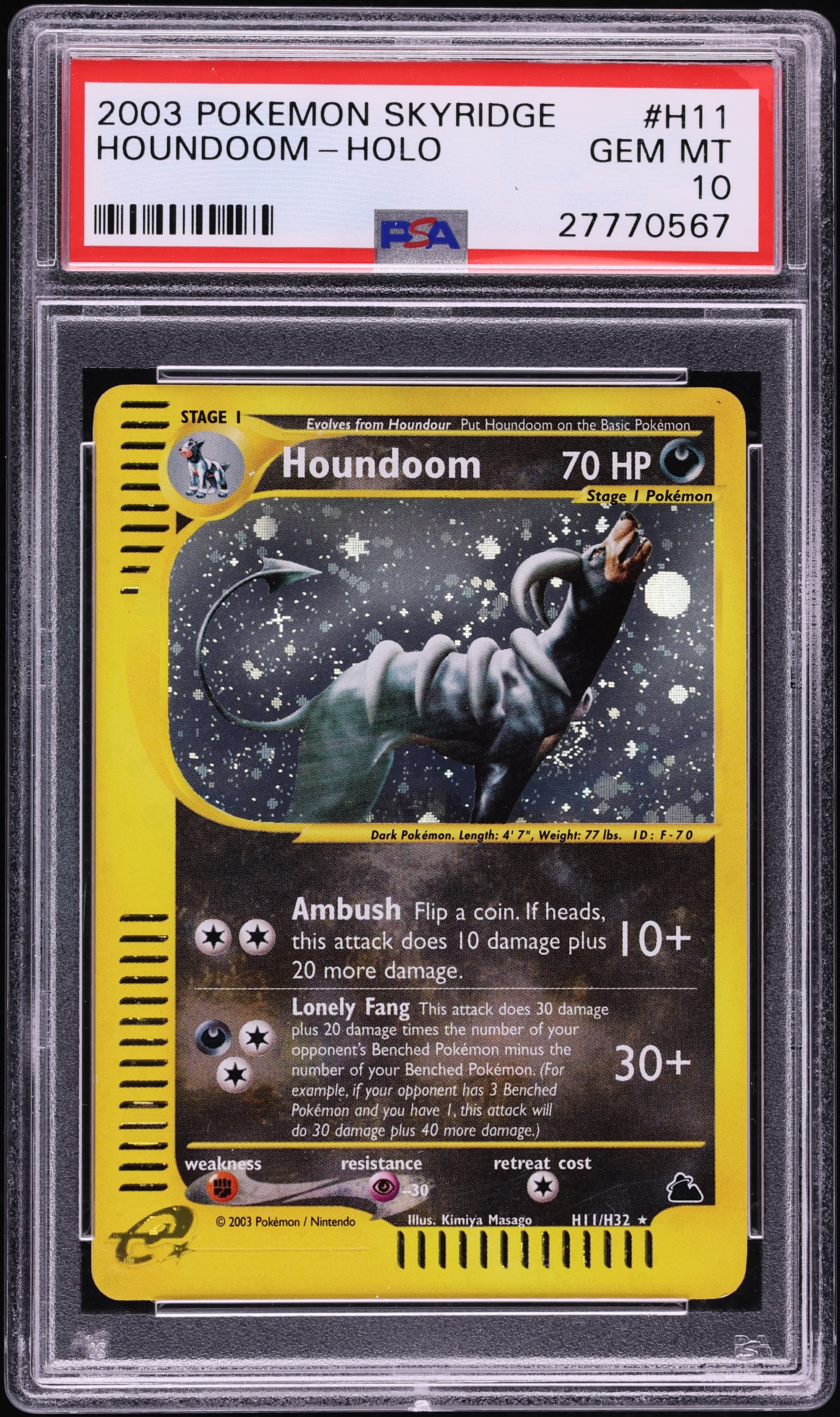 2003 Pokemon Skyridge Holo Houndoom #H11 PSA 10 GEM MINT