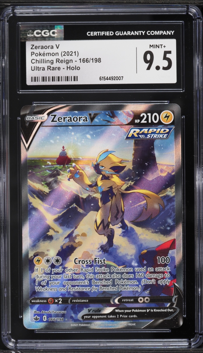 2021 Pokemon Sword & Shield Chilling Reign Alt Art Zeraora V #166 CGC 9.5 MINT+