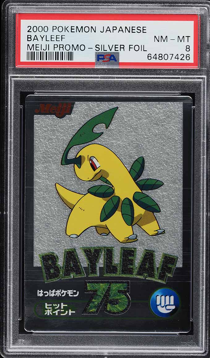 2000 Pokemon Japanese Meiji Promo Silver Foil Bayleef PSA 8 NM-MT - Main Image