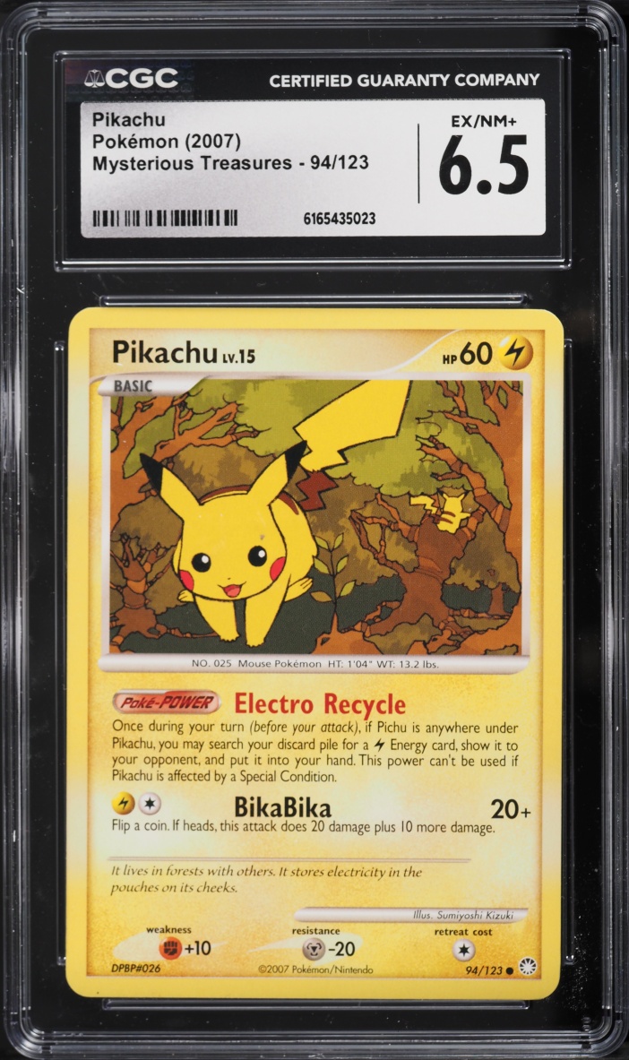 2007 Pokemon Diamond & Pearl Mysterious Treasures Pikachu #94 CGC 6.5 EXMT+