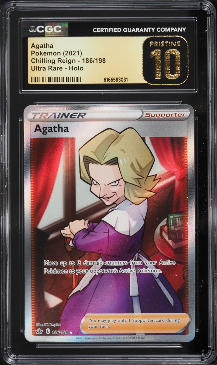 2021 Pokemon Sword & Shield Chilling Reign Full Art Agatha #186 CGC 10 PRISTINE