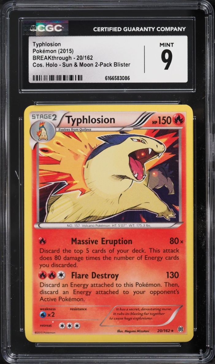 2015 Pokemon XY Breakthrough Cosmos Holo Sun & Moon Blister Typhlosion #20 CGC 9 MINT
