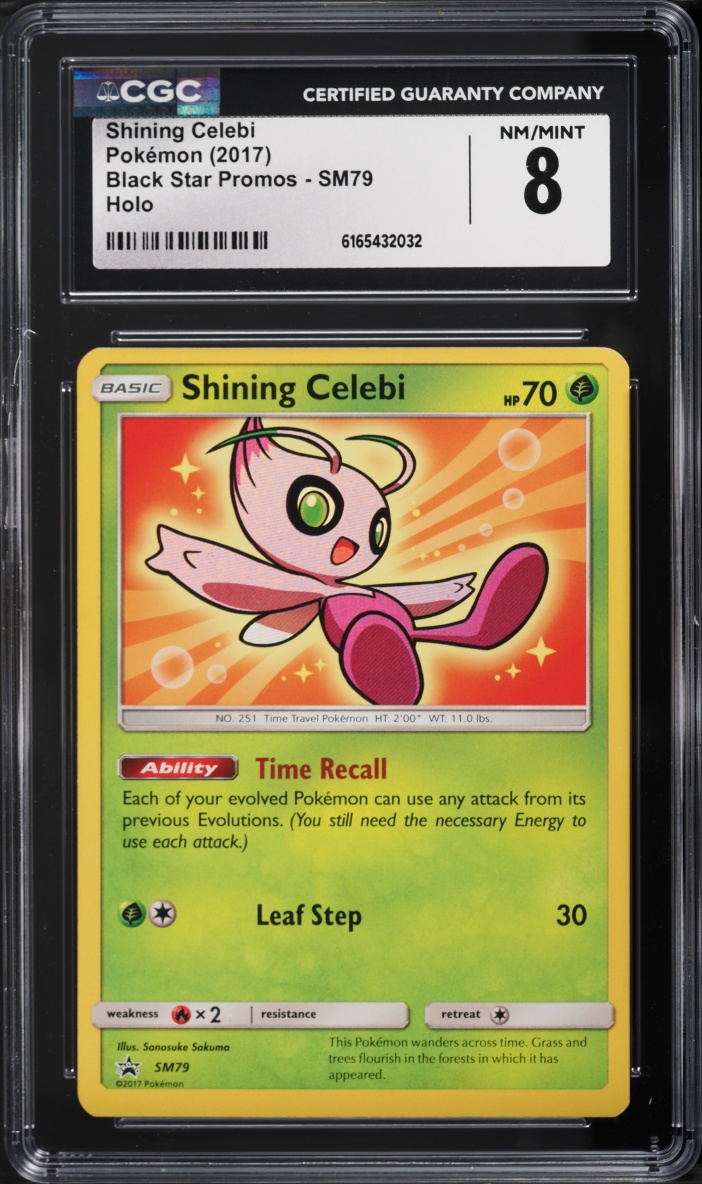 2017 Pokemon Sun & Moon Black Star Promo Holo Shining Celebi #SM79 CGC 8 NM-MT