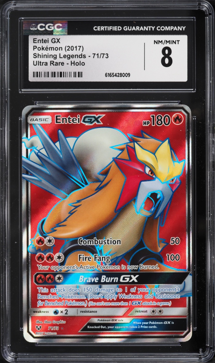 2017 Pokemon Sun & Moon Shining Legends Full Art Entei GX #71 CGC 8 NM-MT