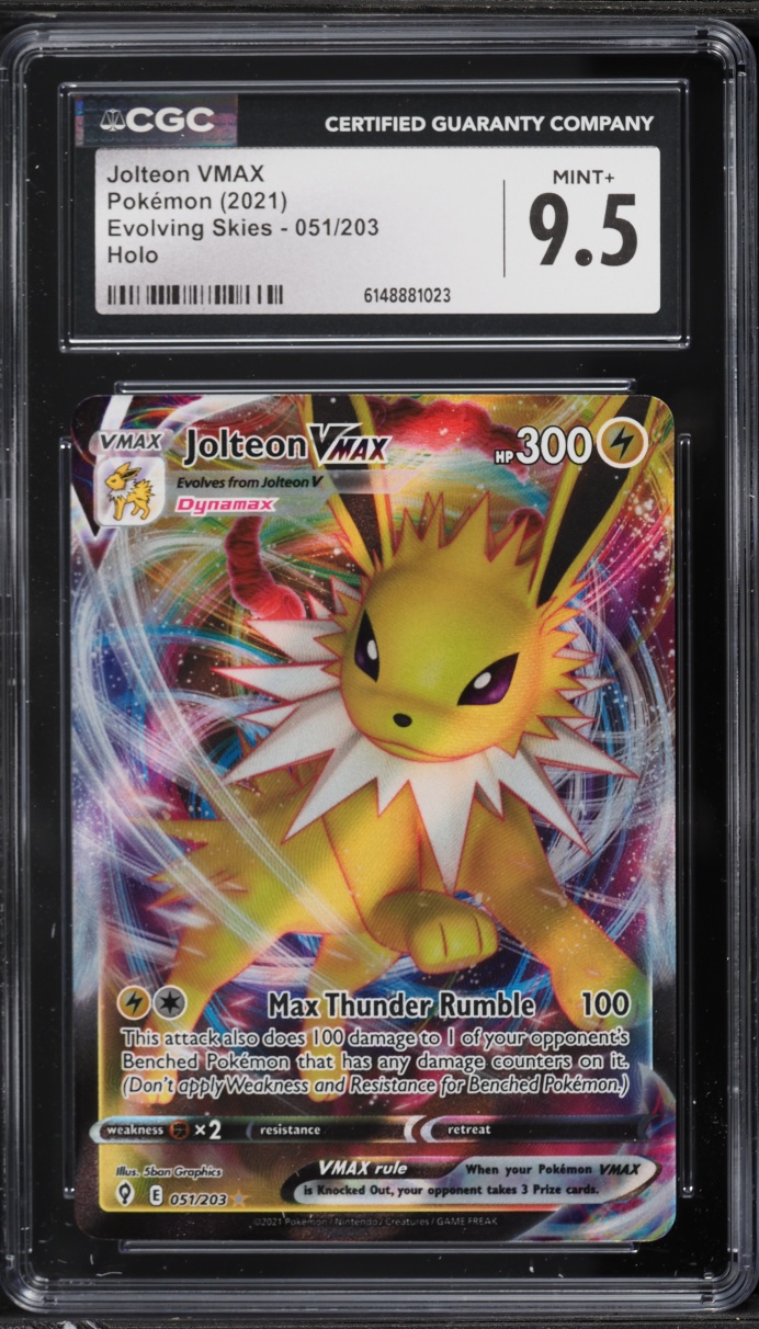 2021 Pokemon Sword & Shield Evolving Skies Full Art Jolteon VMAX #51 CGC 9.5 MINT+