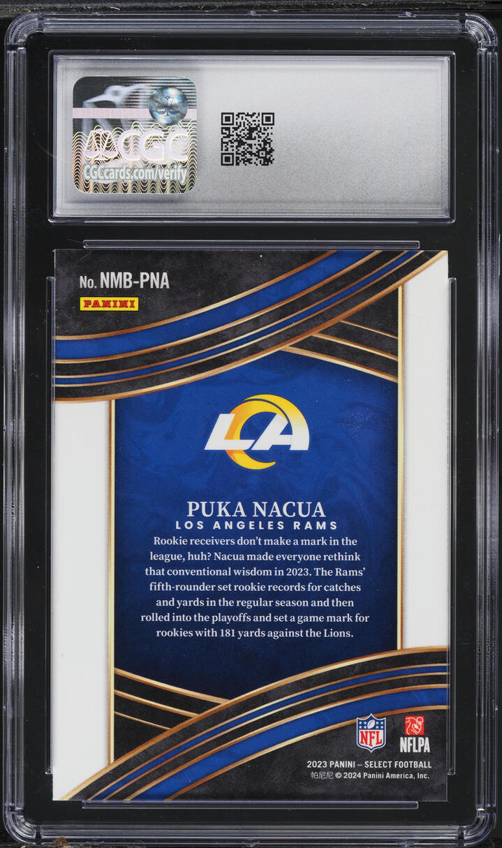 2023 Select Numbers Puka Nacua ROOKIE #NMB-PNA CGC 10 GEM MINT