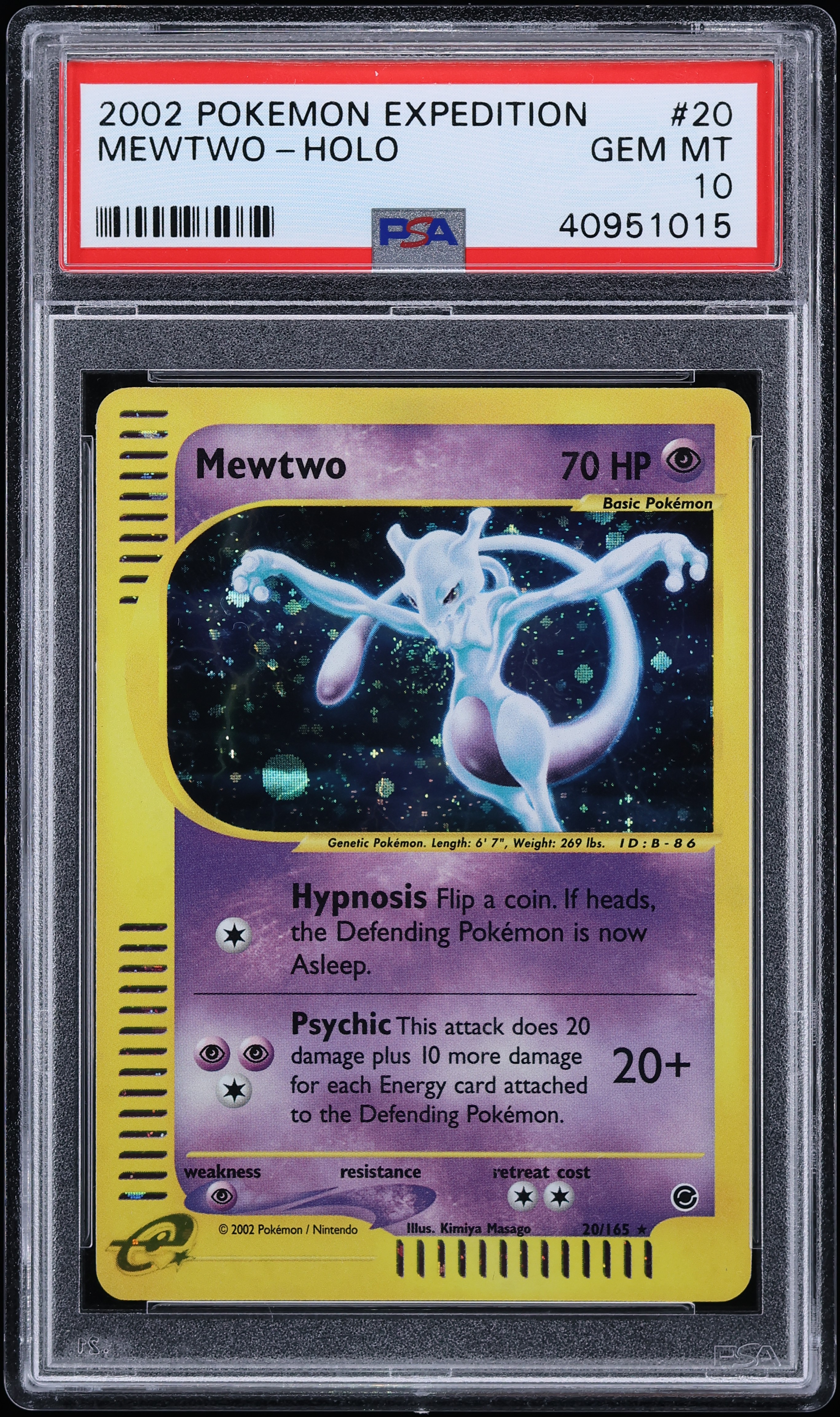 2002 Pokemon Expedition Holo Mewtwo #20 PSA 10 GEM MINT
