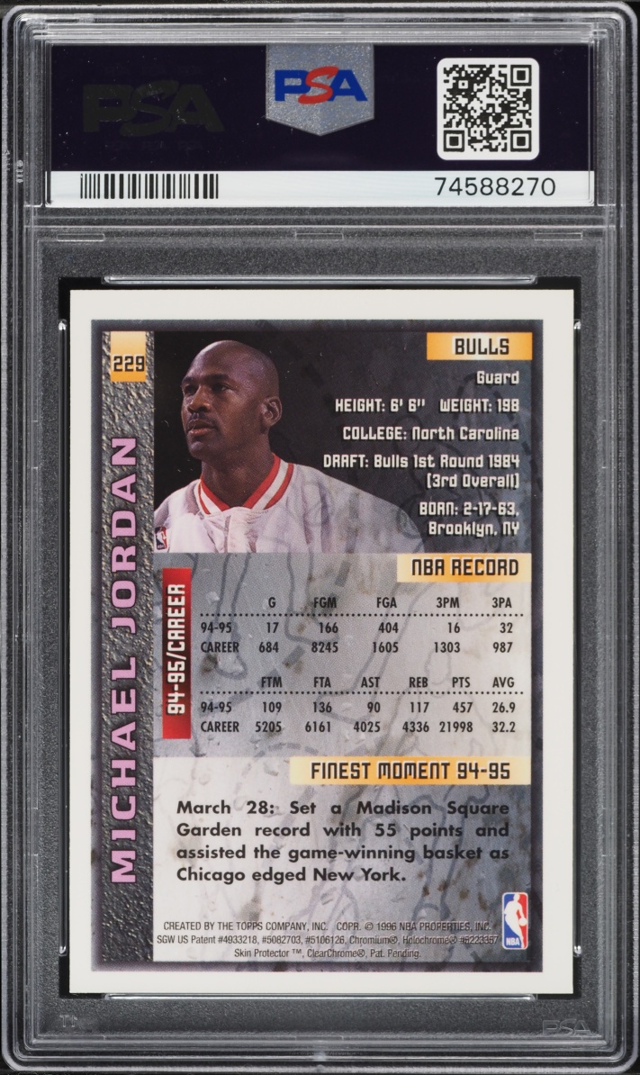 1995 Finest Basketball Michael Jordan #229 PSA 9 MINT