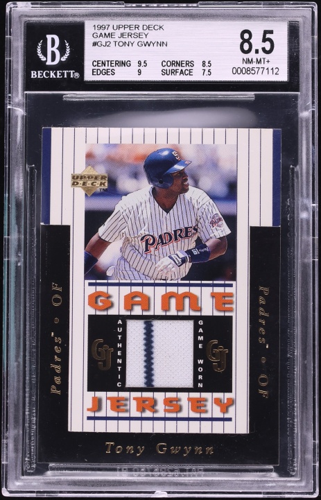 1997 Upper Deck Game Jersey Tony Gwynn PATCH #GJ2 BGS 8.5 NM-MT+