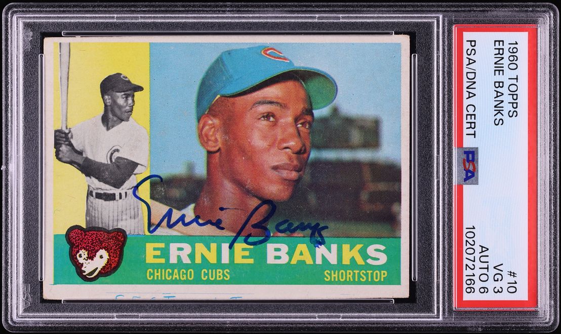 1960 Topps Ernie Banks AUTO DNA 6 #10 PSA 3 VG