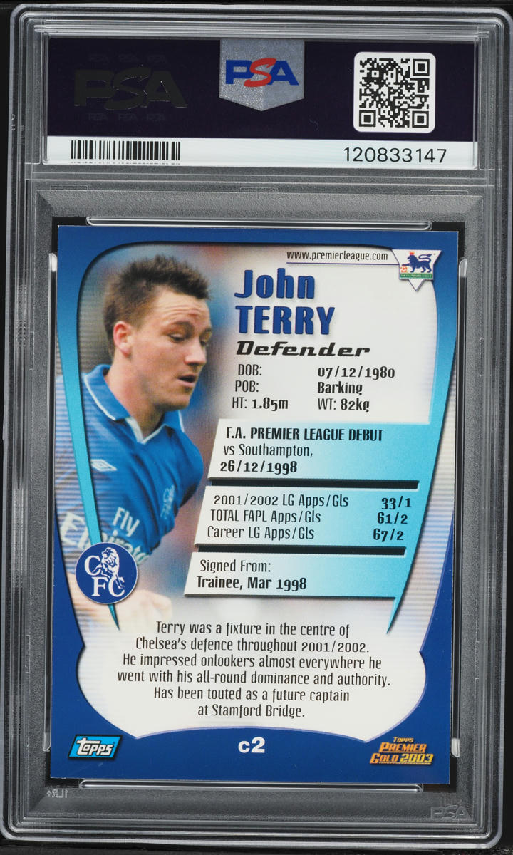 2002 Topps Premier Gold 2003 John Terry #C2 PSA 8 NM-MT
