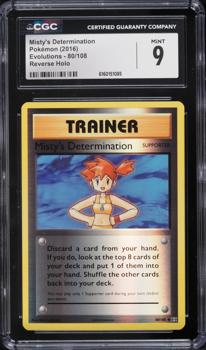 2016 Pokemon XY Evolutions Reverse Holo Misty's Determination #80 CGC 9 MINT