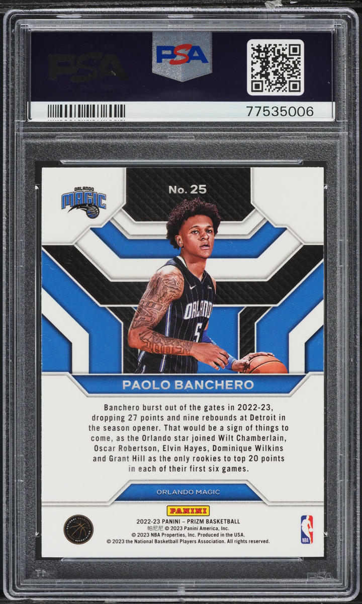 2022 Panini Prizm Emergent Paolo Banchero ROOKIE #25 PSA 9 MINT