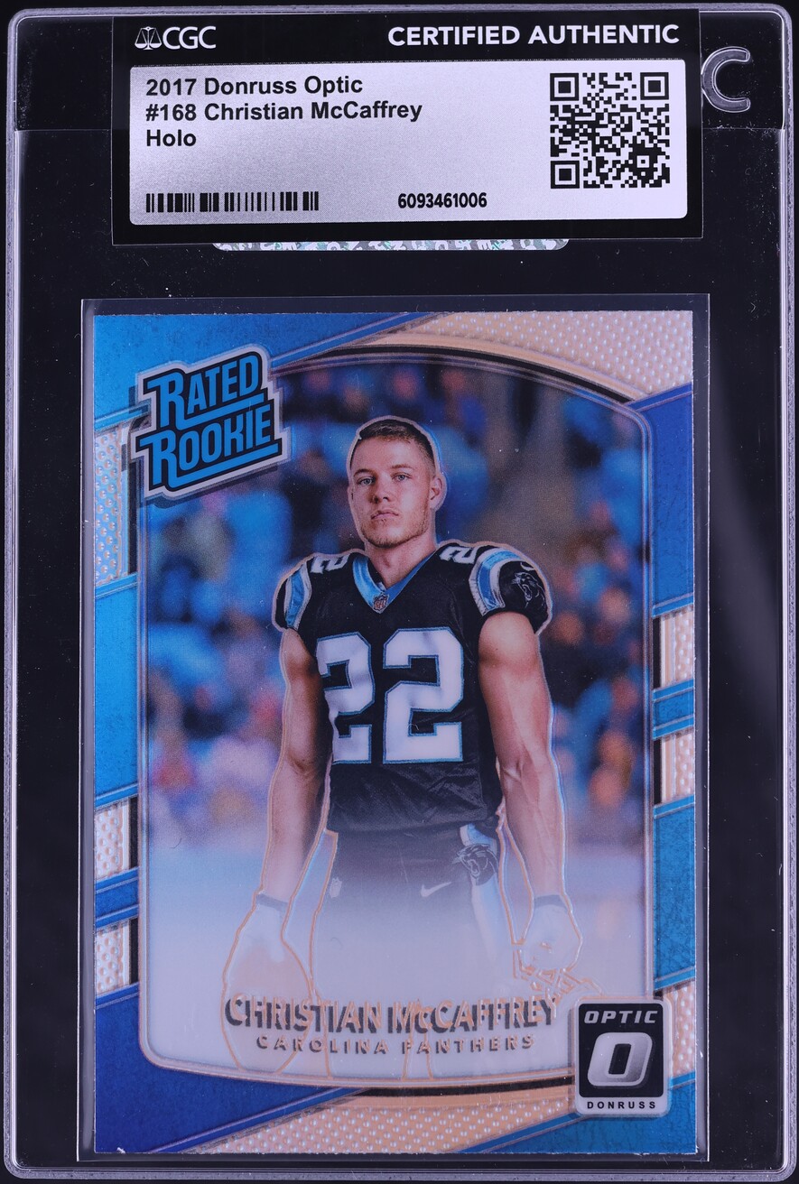 2017 Donruss Optic Holo Prizm Christian McCaffrey ROOKIE #168 CGC AUTH