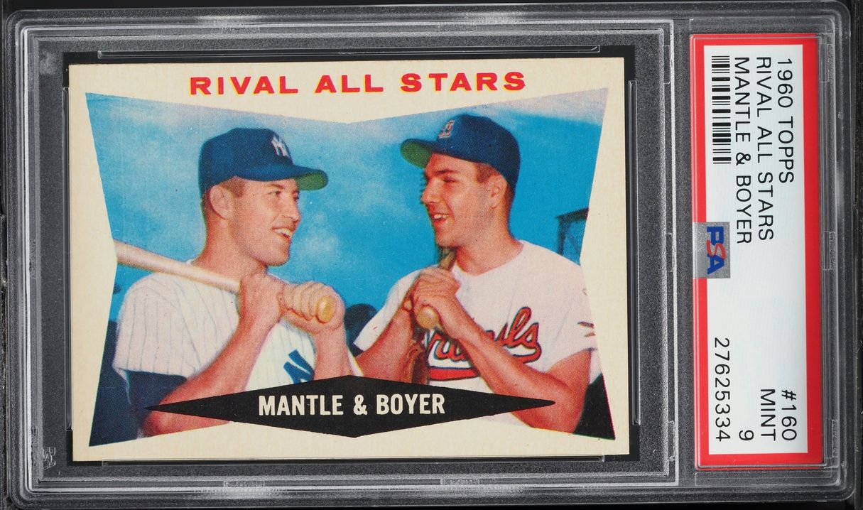 1960 Topps Mickey Mantle & Ken Boyer RIVAL ALL-STARS #160 PSA 9 MINT