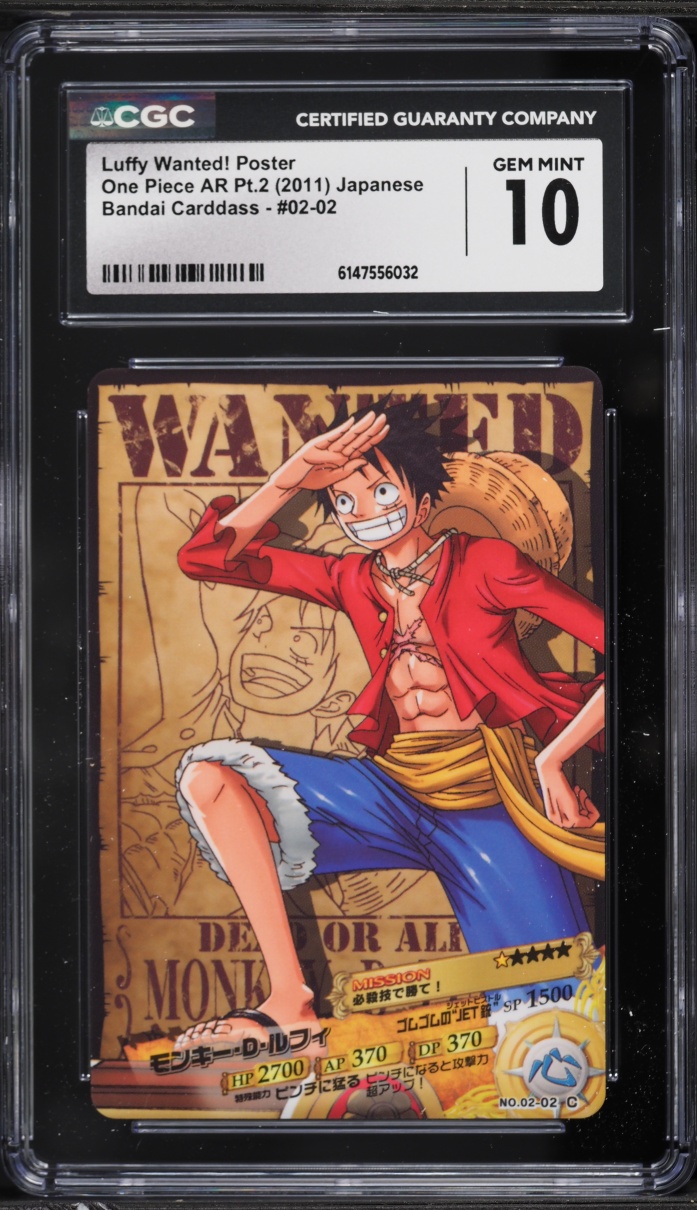 2011 One Piece Japanese Trading Cards AR Pt.2 Luffy Wanted! Poster #02-02 CGC 10 GEM MINT
