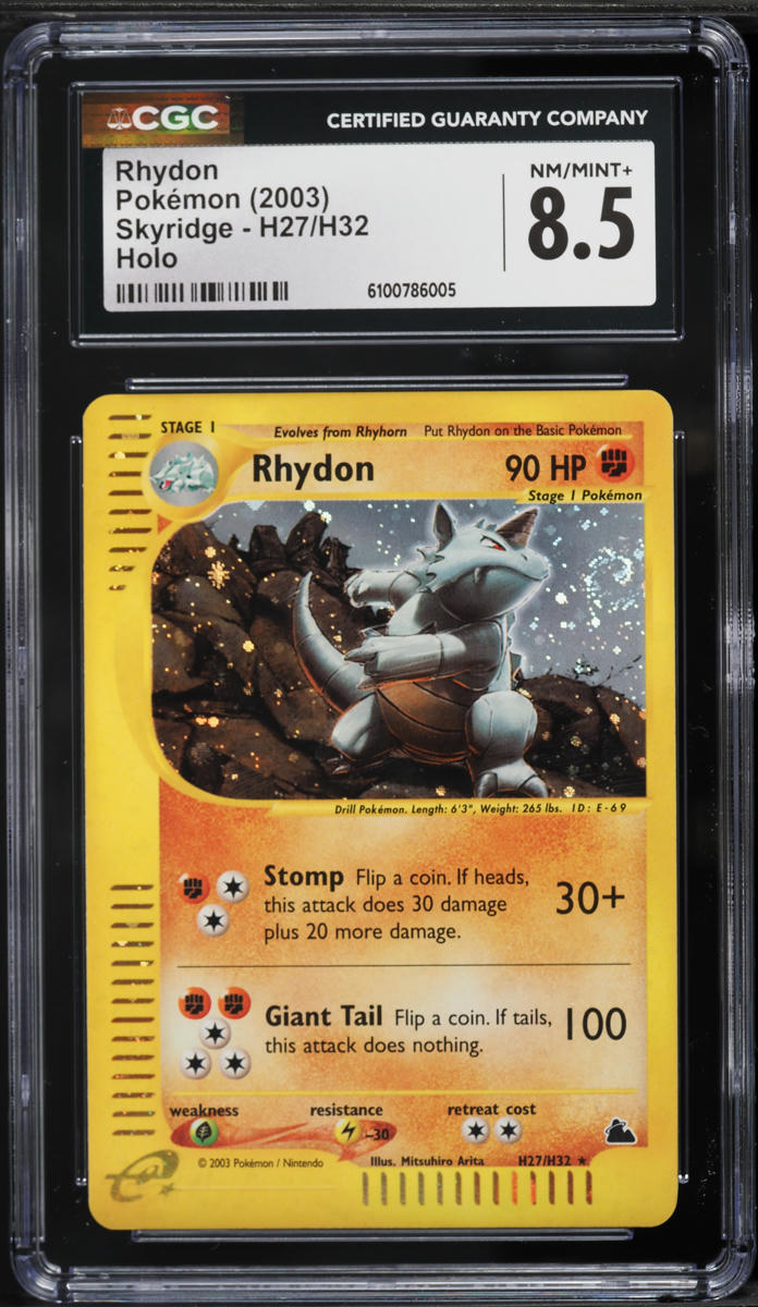 2003 Pokemon Skyridge Holo Rhydon #H27 CGC 8.5 NM-MT+