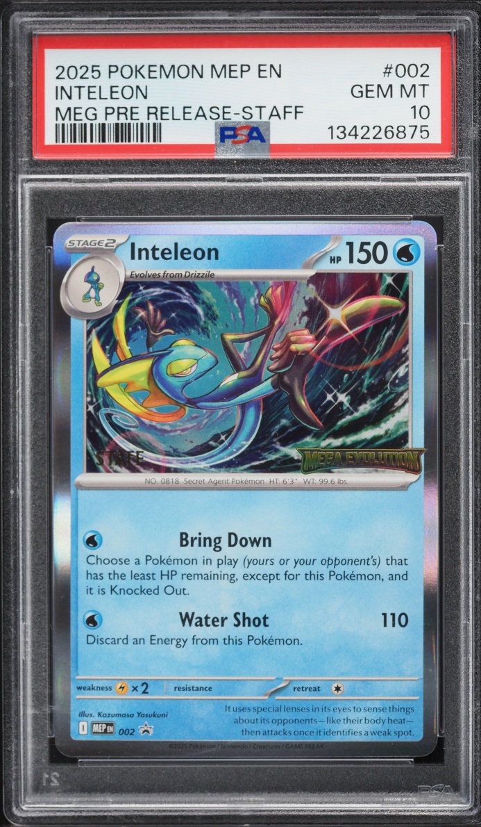 2025 Pokemon Mega Evolution Promo Prerelease Staff Inteleon #002 PSA 10 GEM MINT