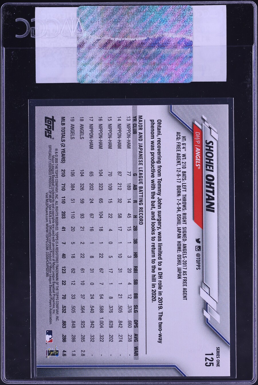 2020 Topps Shohei Ohtani #125 CGC AUTH