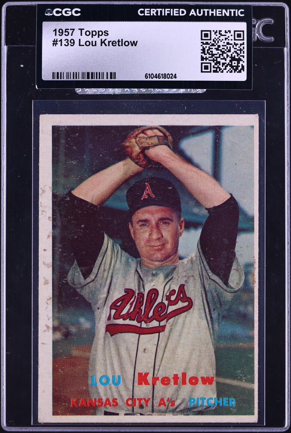 1957 Topps Lou Kretlow #139 CGC AUTH