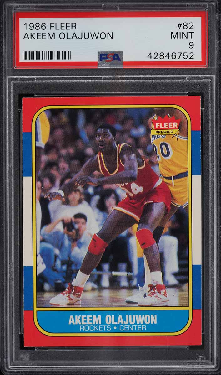 1986 Fleer Basketball Hakeem Olajuwon ROOKIE #82 PSA 9 MINT