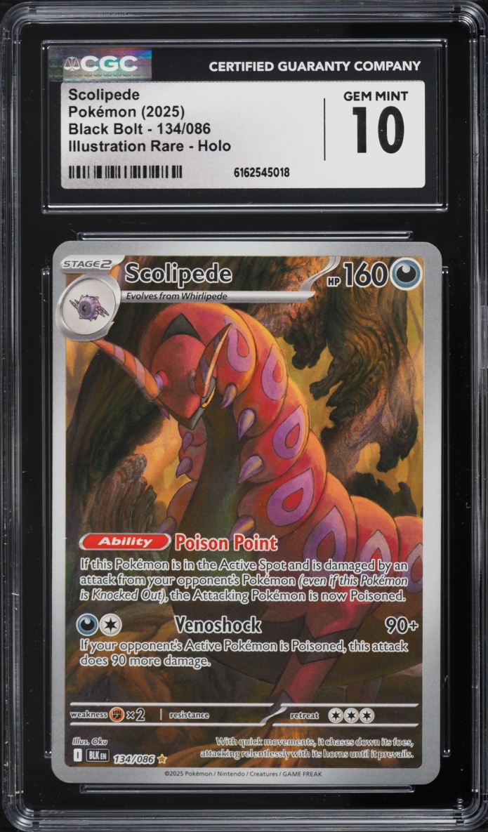 2025 Pokemon Scarlet & Violet Black Bolt IR Scolipede #134 CGC 10 GEM MINT