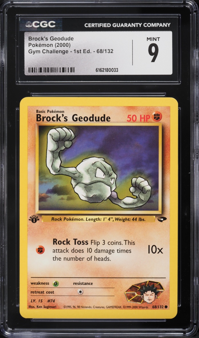 2000 Pokemon Gym Challenge 1st Edition Brock's Geodude #68 CGC 9 MINT