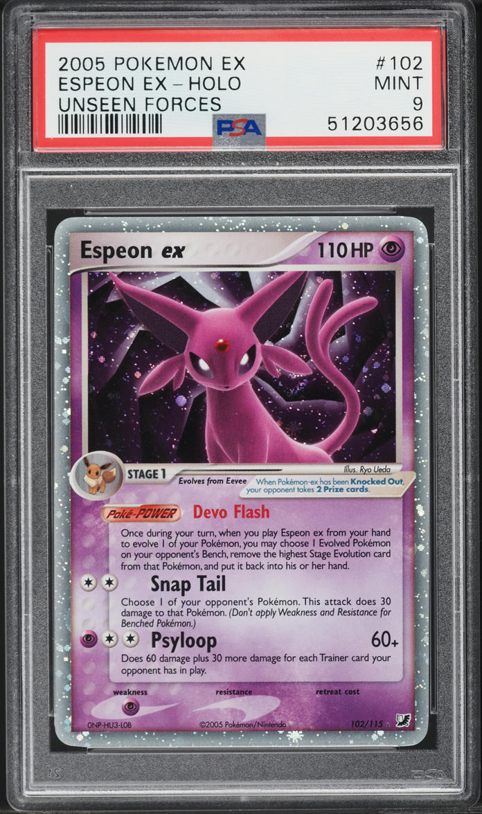 2005 Pokemon EX Unseen Forces Holo Espeon ex #102 PSA 9 MINT