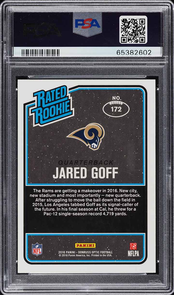 2016 Donruss Optic Pink Jared Goff ROOKIE #172 PSA 10 GEM MINT