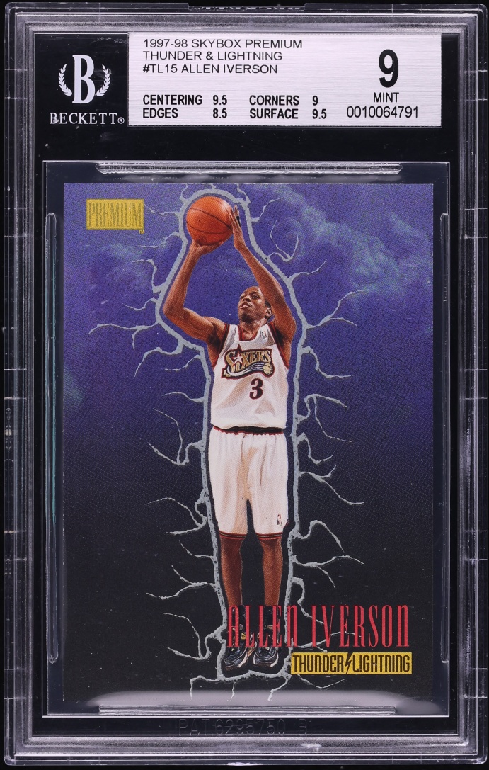 1997 Skybox Premium Thunder And Lightning Allen Iverson #TL15 BGS 9 MINT