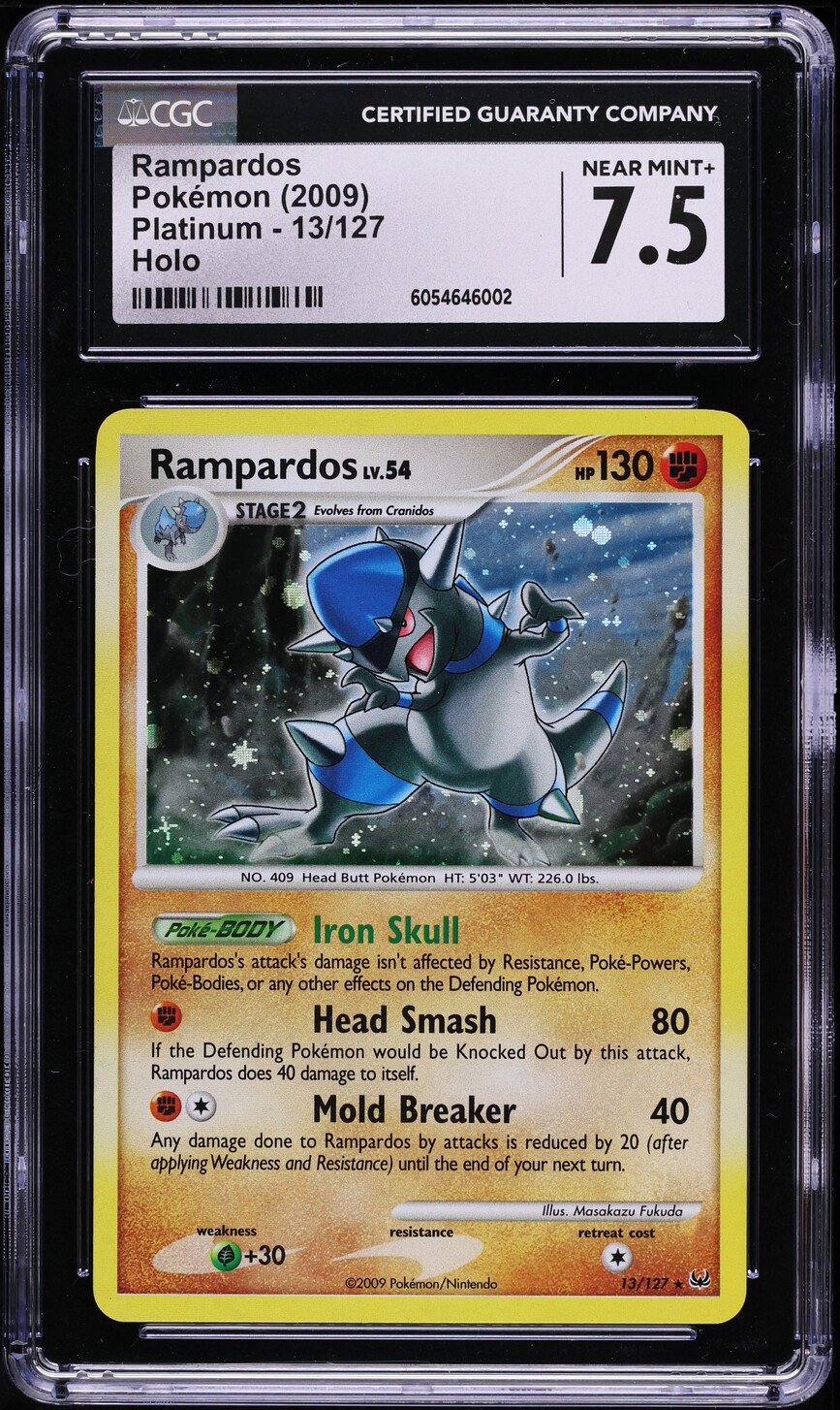 2009 Pokemon Platinum Holo Rampardos #13 CGC 7.5 NRMT+
