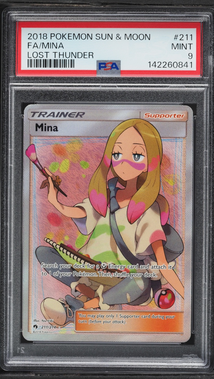 2018 Pokemon Sun & Moon Lost Thunder Full Art Mina #211 PSA 9 MINT