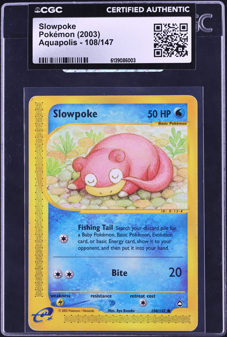 2003 Pokemon Aquapolis Slowpoke #108 CGC AUTH