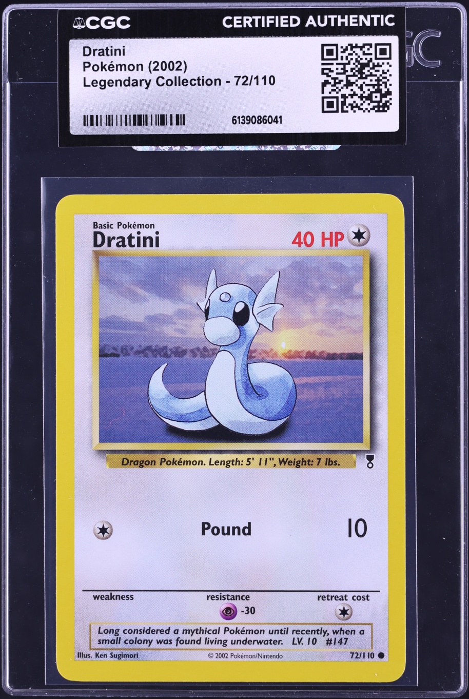 2002 Pokemon Legendary Collection Dratini #72 CGC AUTH