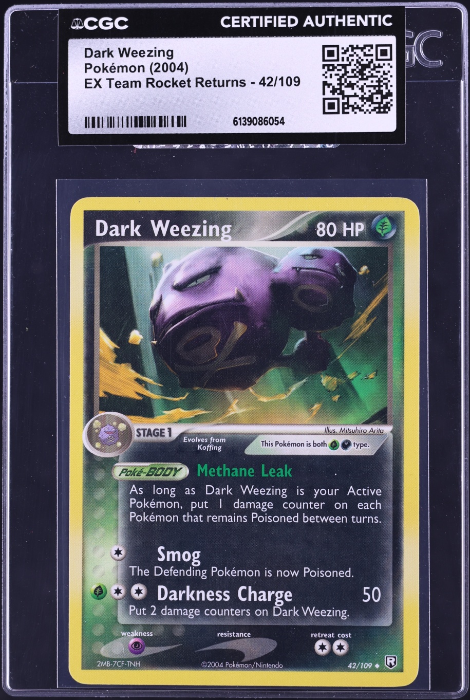 2004 Pokemon EX Team Rocket Returns Dark Weezing #42 CGC AUTH