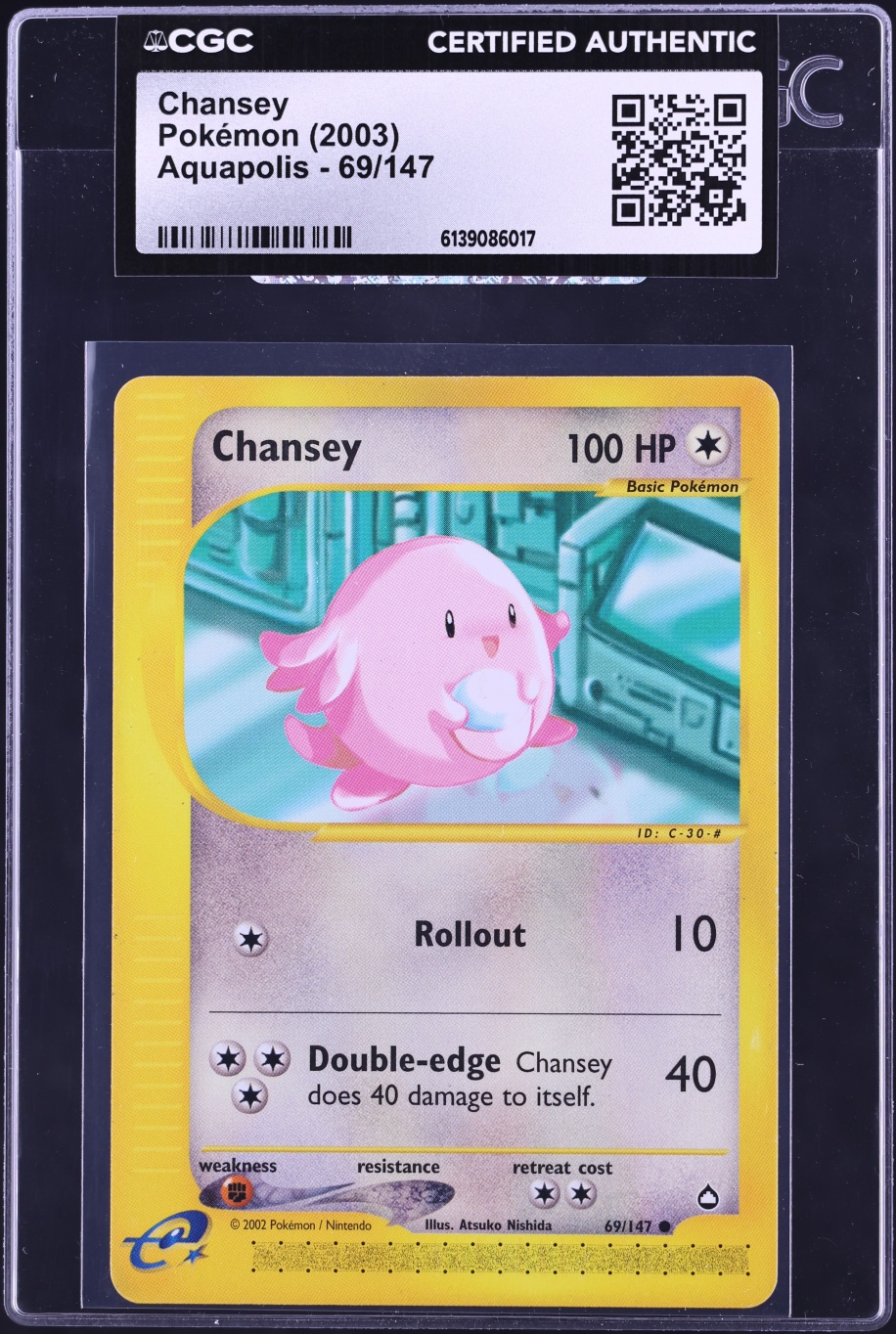 2003 Pokemon Aquapolis Chansey #69 CGC AUTH