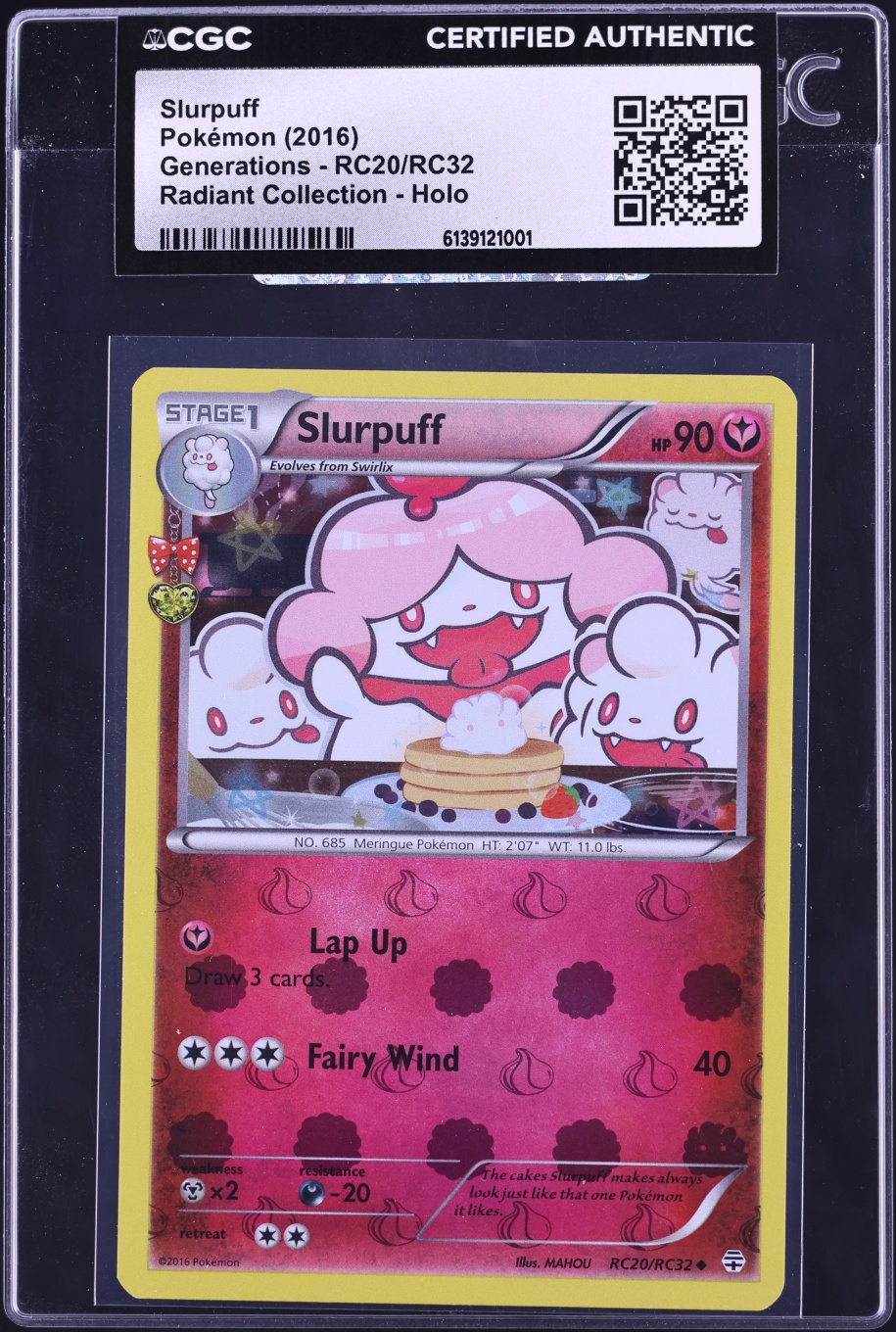 2016 Pokemon XY Generations Radiant Collection Holo Slurpuff #RC20 CGC AUTH