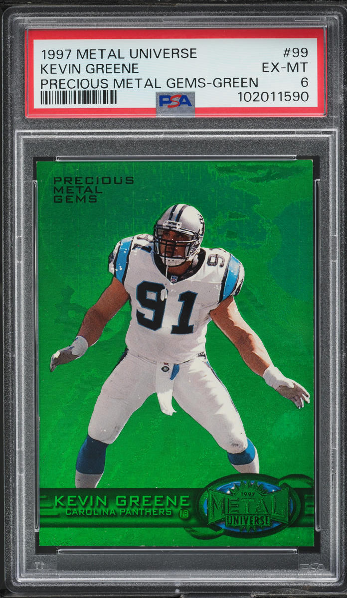 1997 Metal Universe Precious Metal Gems PMG Green Kevin Greene /150 #99 PSA 6 EXMT