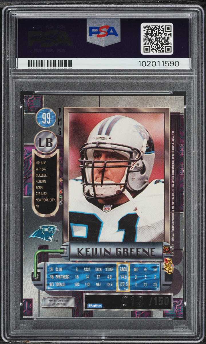 1997 Metal Universe Precious Metal Gems PMG Green Kevin Greene /150 #99 PSA 6 EXMT