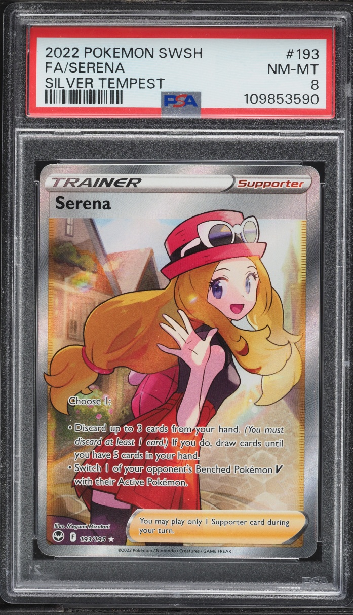 2022 Pokemon Sword & Shield Silver Tempest Full Art Serena #193 PSA 8 NM-MT