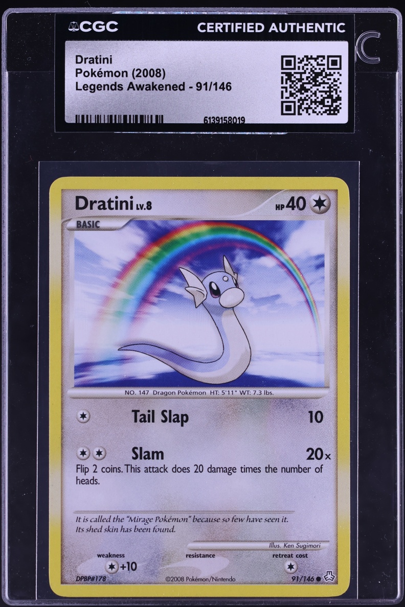 2008 Pokemon Diamond & Pearl Legends Awakened Dratini #91 CGC AUTH