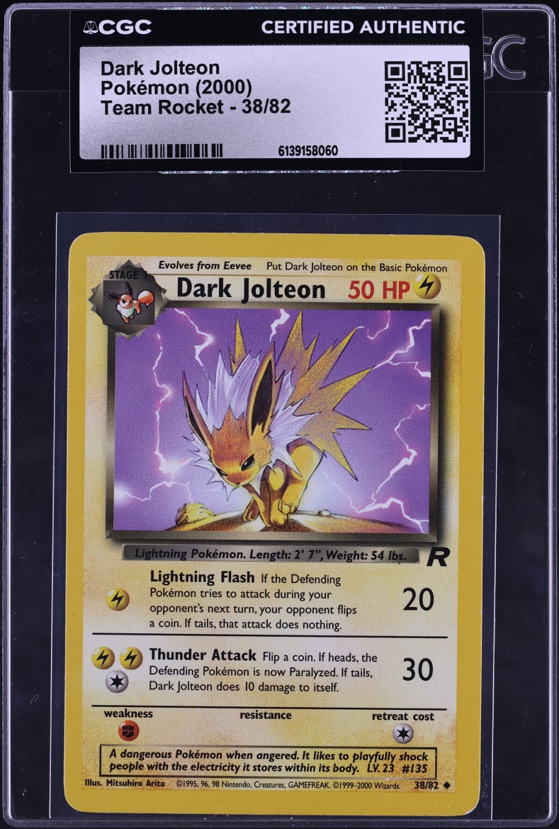 2000 Pokemon Team Rocket Dark Jolteon #38 CGC AUTH