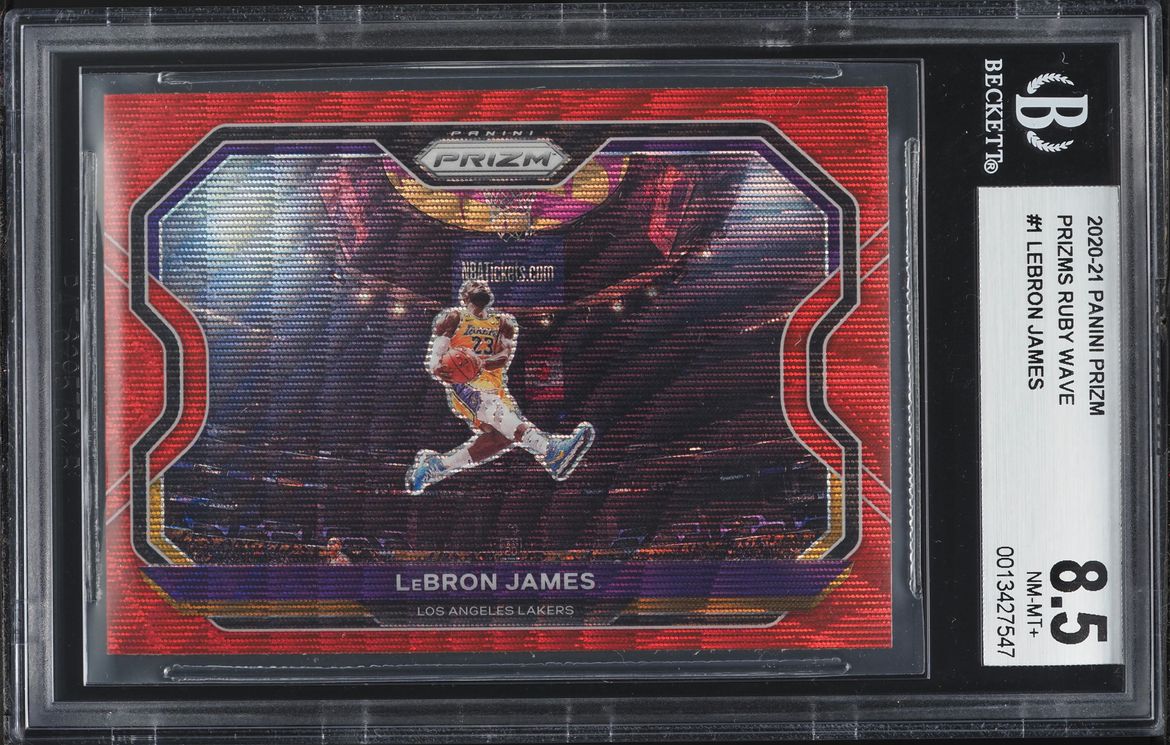 2020 Panini Prizm Ruby Wave LeBron James #1 BGS 8.5 NM-MT+