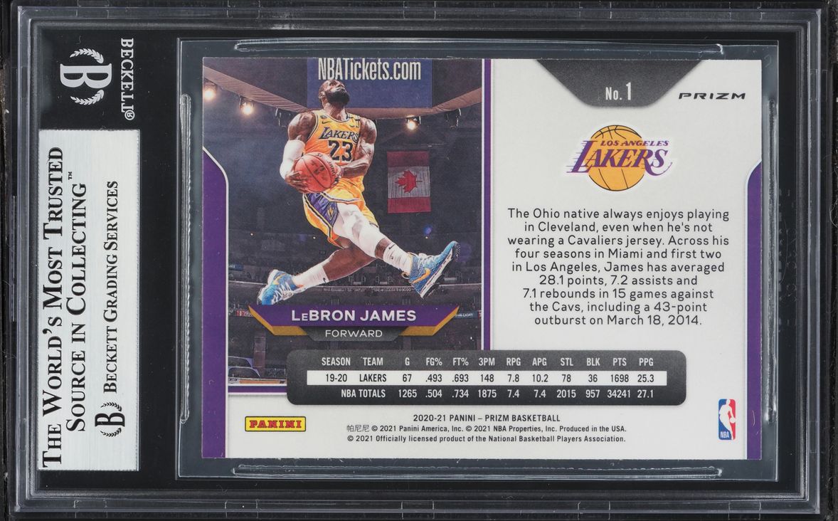 2020 Panini Prizm Ruby Wave LeBron James #1 BGS 8.5 NM-MT+