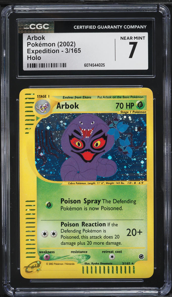 2002 Pokemon Expedition Holo Arbok #3 CGC 7 NRMT