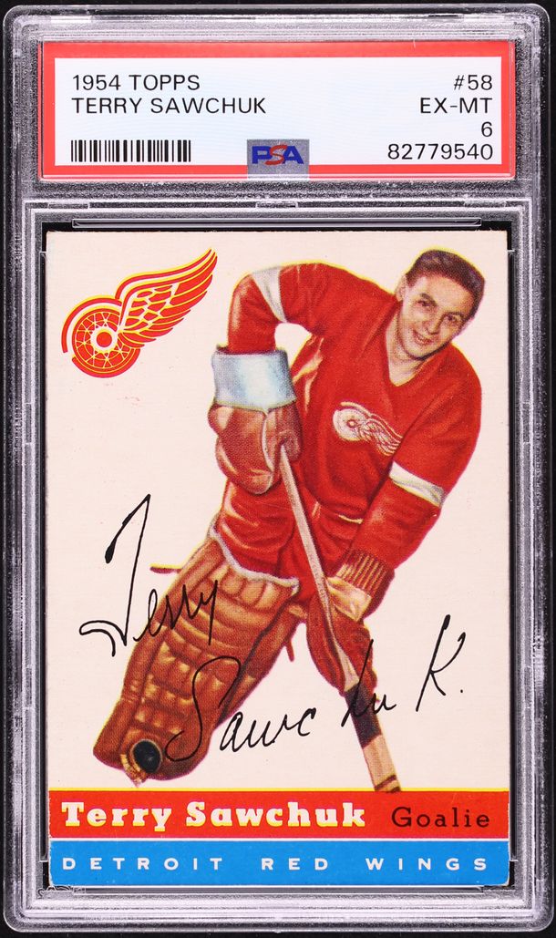 1954 Topps Hockey Terry Sawchuk #58 PSA 6 EXMT