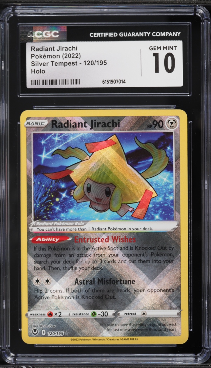 2022 Pokemon Sword & Shield Silver Tempest Holo Radiant Jirachi #120 CGC 10 GEM MINT